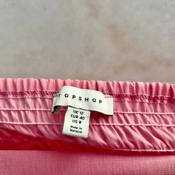 TOPSHOP Off the Shoulder Pink Long Sleeve Ruched Blouse Flirty Girly Top Blouse - Picture 5 of 12